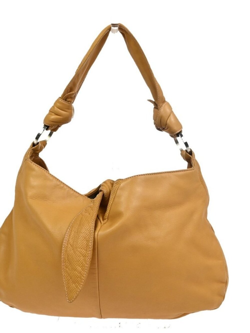 LOEWE Logo Anagram Knot Hobo Shoulder Hand Bag Leather Beige SHW Spain 73CA770